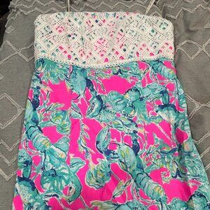 Lilly Pulitzer Strapless Dress in Pink and Blue